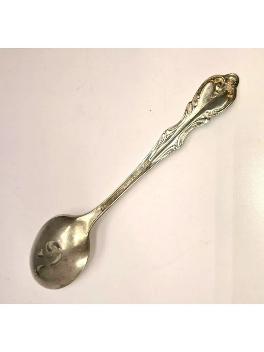 Rogers & Bro Silverplate Pierced Serving Spoon Floral Antique Vintage CM2273